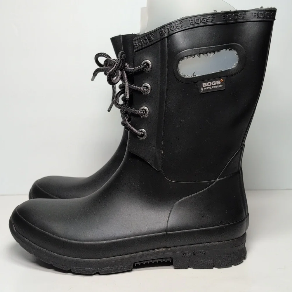 Bogs black amanda plush insulated waterproof rain boot women's size 6 EU 37